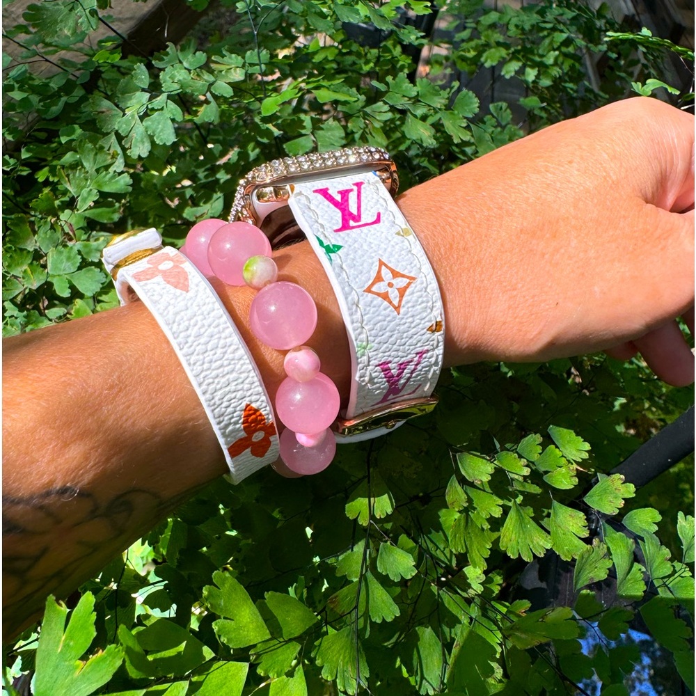 🩷 White multicolor Murakami watch band Hand crafted♻️